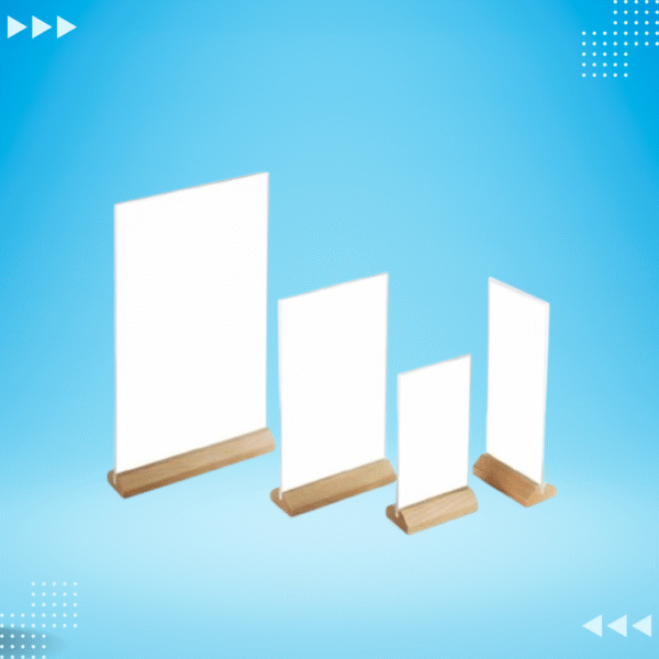 Acrylic Stand With Curved Wooden Base