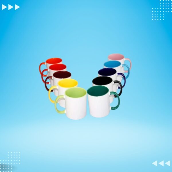 White Ceramic Sublimation Coffee Mug with Colored Inside/Handle - 11oz